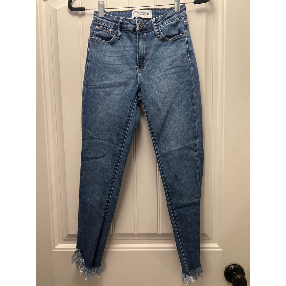 Just Black Denim Women’s High Waisted Straight Fringe Hem Jeans Size 25‎ Blue